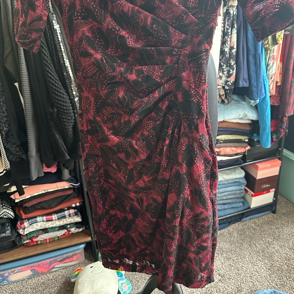 Maeve Black and Red/pink Dress eyelet dress size 0 - Picture 7 of 11